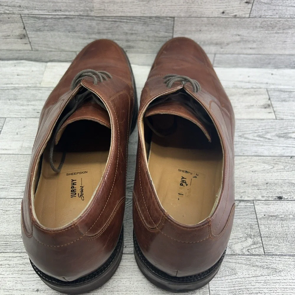 Johnston Murphy Signature Series Brown Sheepskin Oxford Dress Shoes‎ Men Sz 9.5W